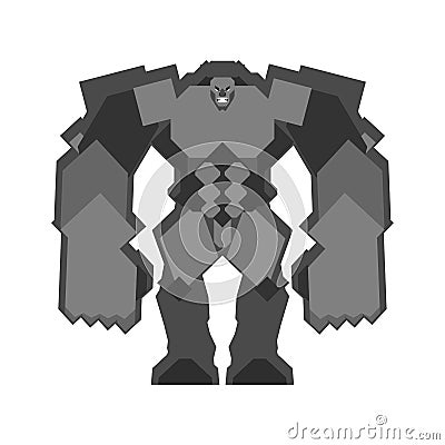 Golem Stone isolated. Fantastic Magic Big Monster Vector Illustration