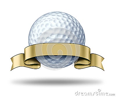 Golf Award with blank gold label Stock Photo