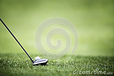 Golf background with driver and ball. Stock Photo