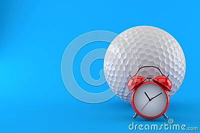 Golf ball with alarm clock Cartoon Illustration