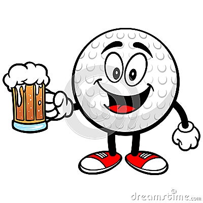 Golf Ball with Beer Vector Illustration