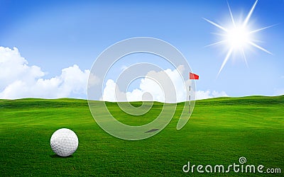 Golf ball on the course Stock Photo