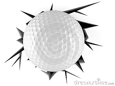 Golf ball in cracked hole Stock Photo