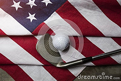 Golf ball with flag of USA Stock Photo