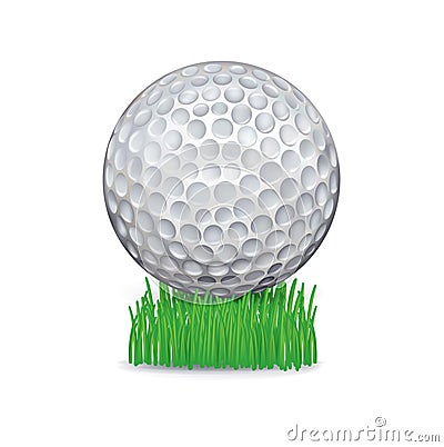 Golf ball on grass isolated Vector Illustration