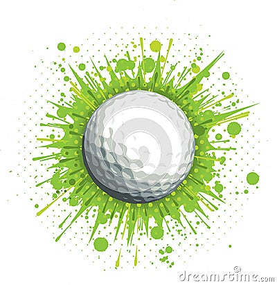 Golf Ball on Green Background Vector Illustration