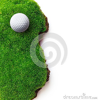 Golf ball on green grass Stock Photo