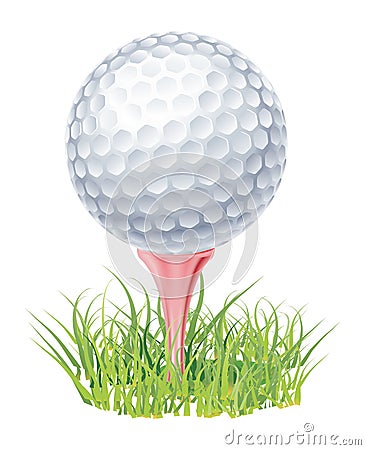 Golf ball on green grass Vector Illustration