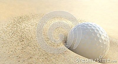 Golf Ball Hitting Bunker Sand Stock Photo