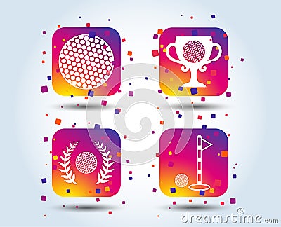 Golf ball icons. Laurel wreath award symbol. Vector Illustration