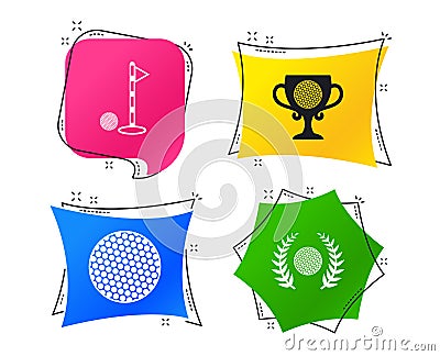 Golf ball icons. Laurel wreath award symbol. Vector Vector Illustration