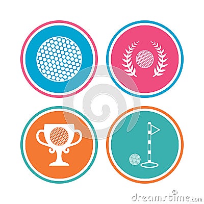 Golf ball icons. Laurel wreath award symbol. Vector Illustration