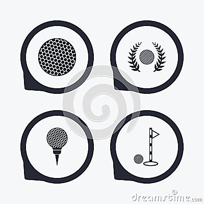 Golf ball icons. Laurel wreath award symbol. Vector Illustration