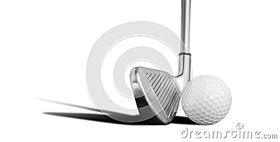 Golf ball and iron Stock Photo