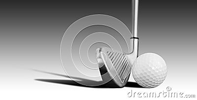 Golf ball and iron Stock Photo