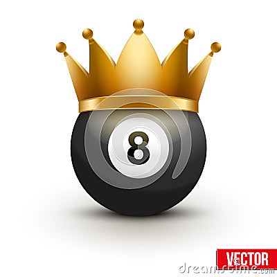 Golf ball with king crown Vector Illustration