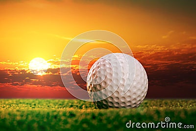 Golf ball on the lawn Stock Photo