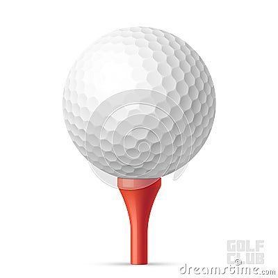 Golf ball on red tee Vector Illustration