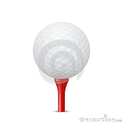 Golf ball on a red tee. Vector illustration. Vector Illustration