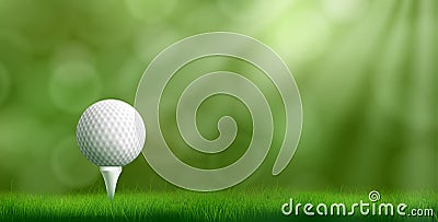 Golf ball on tee realistic vector background Vector Illustration