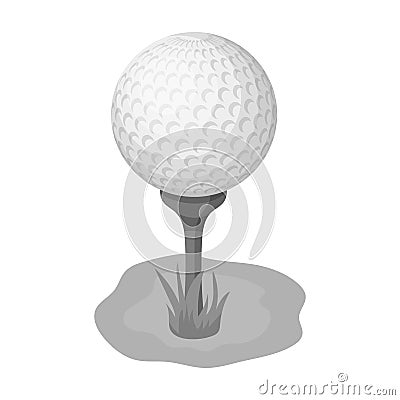 Golf ball on the stand.Golf club single icon in monochrome style vector symbol stock illustration web. Vector Illustration