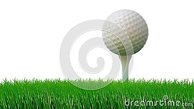 Golf ball on tee and green grass as ground Stock Photo