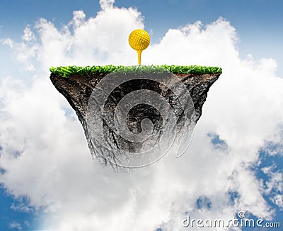 Golf ball on tee Stock Photo