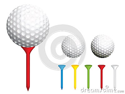 Golf ball and tees Vector Illustration