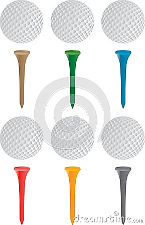 Golf ball and tees Vector Illustration