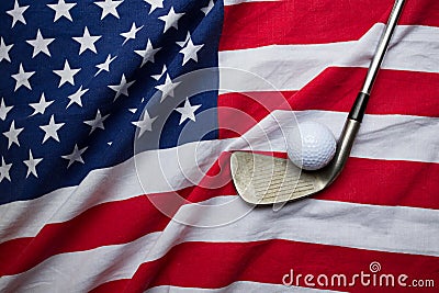 Golf ball with USA flag Stock Photo