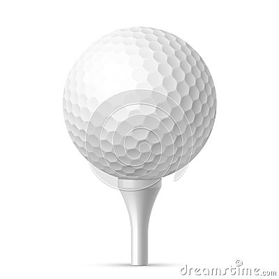 Golf ball on white tee Vector Illustration