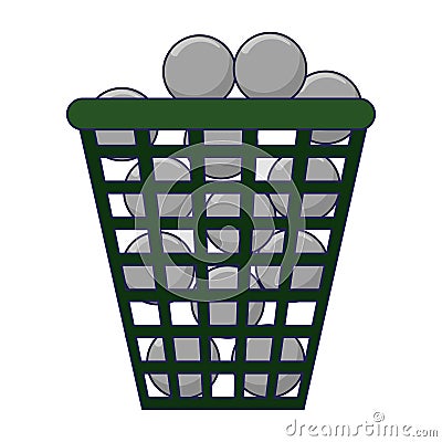 Golf balls in basket Vector Illustration