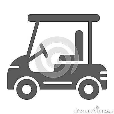 Golf car glyph icon, automobile and sport, cart sign, vector graphics, a solid pattern on a white background. Vector Illustration