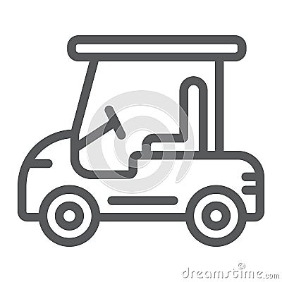 Golf car line icon, automobile and sport, cart sign, vector graphics, a linear pattern on a white background. Vector Illustration