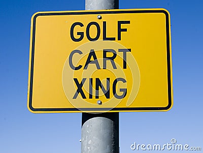 Golf Cart Crossing Sign Stock Photo