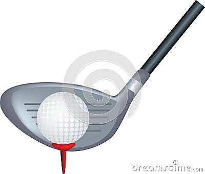 Golf club and ball Vector Illustration