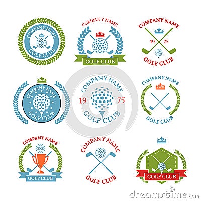 Golf club logos set of templates.Vector logotype design. White G Vector Illustration