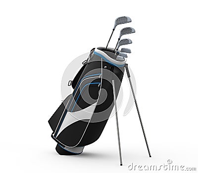 Golf clubs and Bag Isolated on White Background Stock Photo