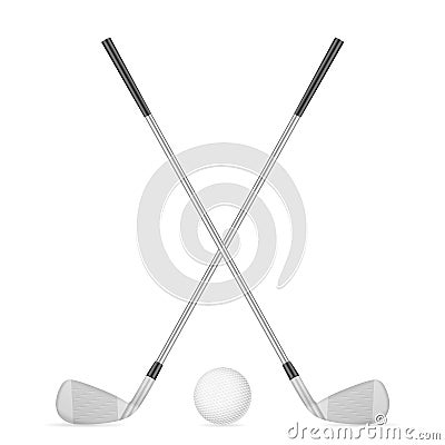 Golf clubs and ball Vector Illustration