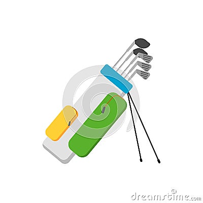 Golf clubs set in bag isolated vector Vector Illustration