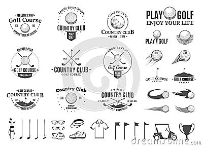 Golf country club logo, labels, icons and design elements Vector Illustration