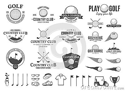 Golf country club logo, labels, icons and design elements Vector Illustration