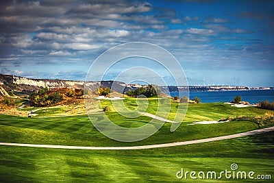 Golf course in the countryside Stock Photo