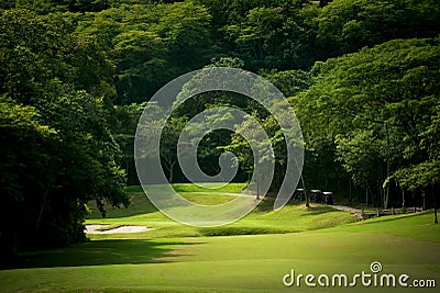 Golf course fairway at tropical resort Stock Photo