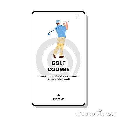 Golf Course Field Playing Golfer Sportsman Vector Vector Illustration