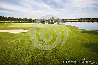 Golf course with green. Stock Photo