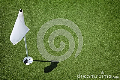 Golf Course Green - Hole and Flag Stock Photo