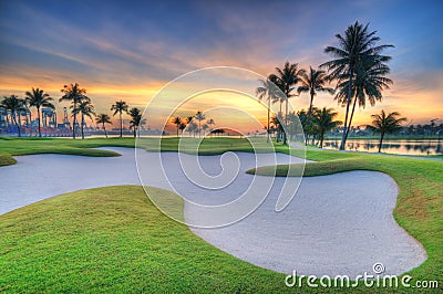 Golf course sunrise Stock Photo