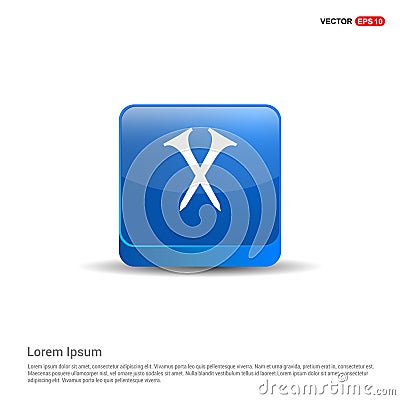 Golf crossed tees icon - 3d Blue Button Vector Illustration