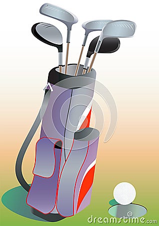 Golf drivers in bag. Vector Illustration